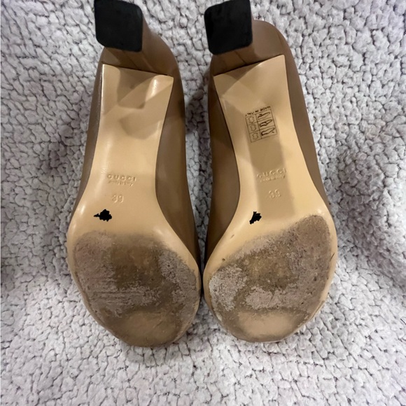 Gucci Sachalin Tan Leather 3.5” Heels - Picture 6 of 8